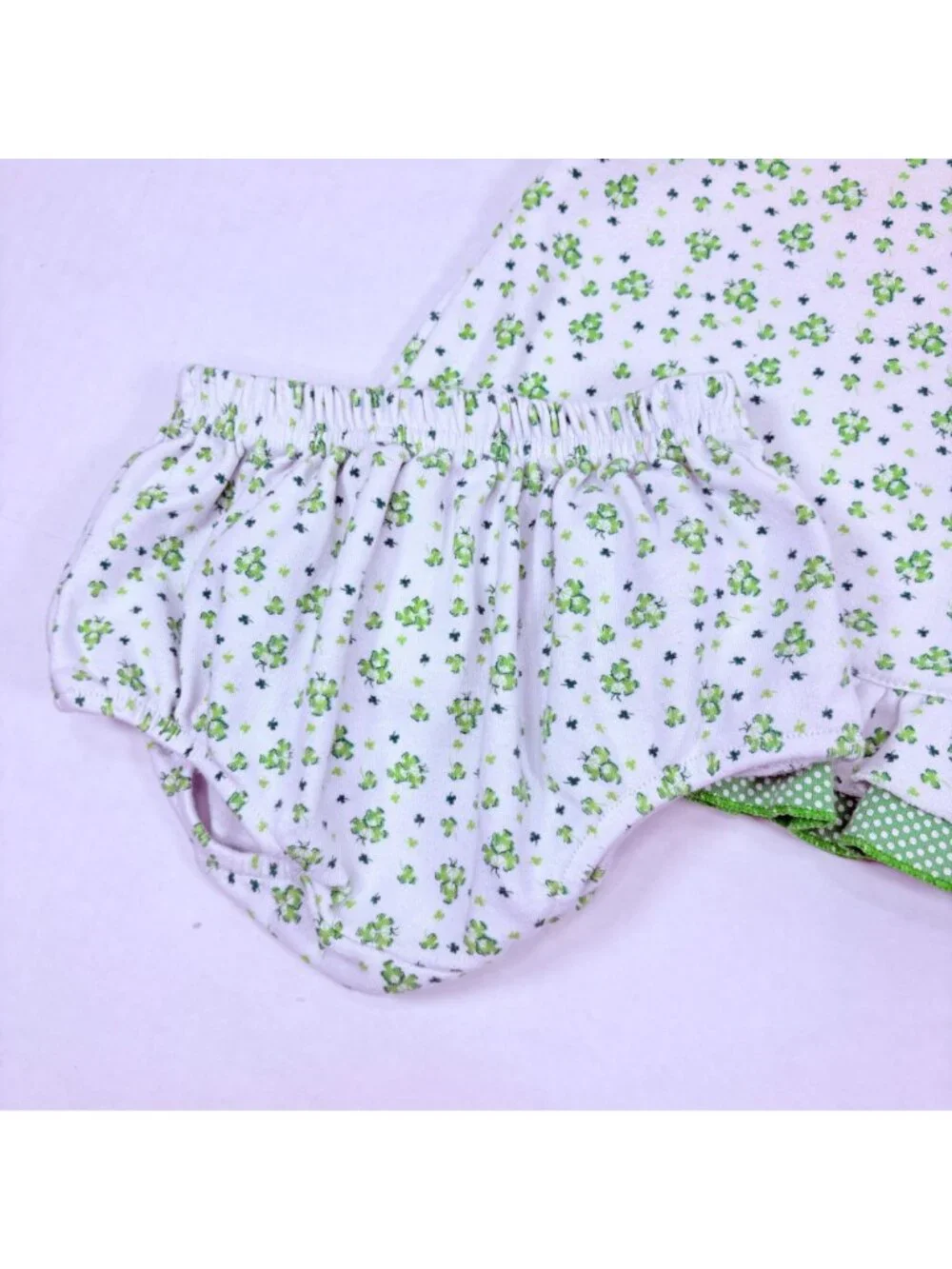 Vintage Girls 4 Leaf Clover St Patty's Day Dress + Bloomers Set Outfit 6m - 12m
